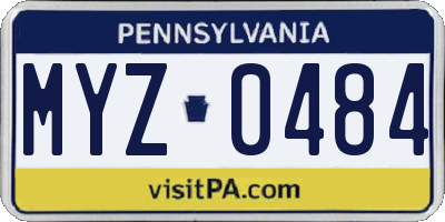 PA license plate MYZ0484