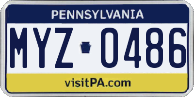 PA license plate MYZ0486