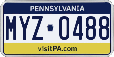 PA license plate MYZ0488