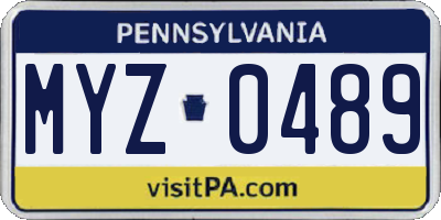PA license plate MYZ0489