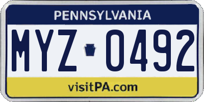 PA license plate MYZ0492