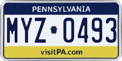 PA license plate MYZ0493