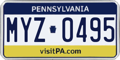 PA license plate MYZ0495