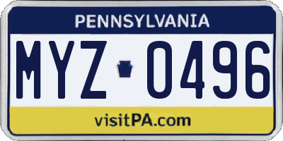 PA license plate MYZ0496