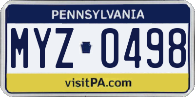 PA license plate MYZ0498