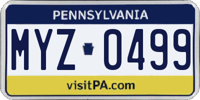 PA license plate MYZ0499