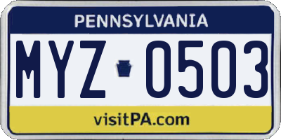 PA license plate MYZ0503