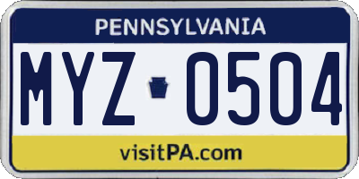 PA license plate MYZ0504