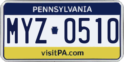 PA license plate MYZ0510