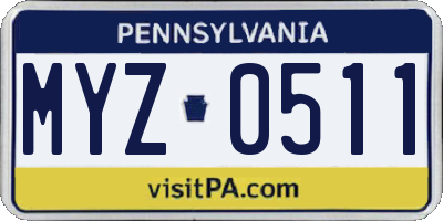 PA license plate MYZ0511