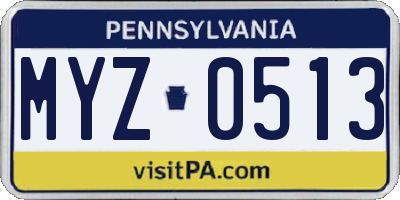 PA license plate MYZ0513