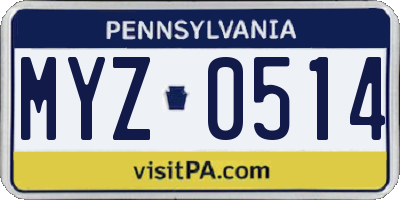 PA license plate MYZ0514