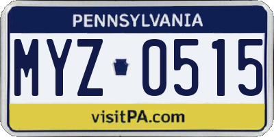 PA license plate MYZ0515