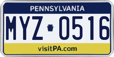 PA license plate MYZ0516