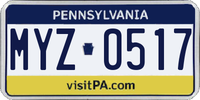 PA license plate MYZ0517