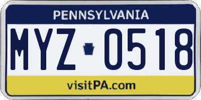 PA license plate MYZ0518