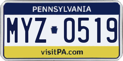 PA license plate MYZ0519