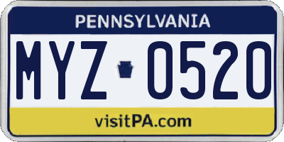 PA license plate MYZ0520