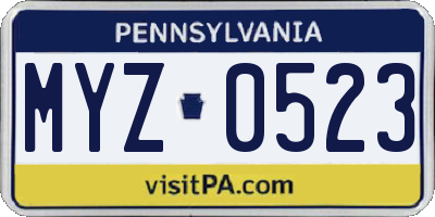 PA license plate MYZ0523