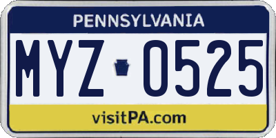 PA license plate MYZ0525