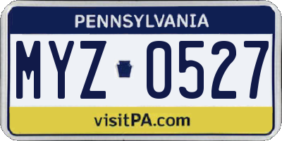 PA license plate MYZ0527
