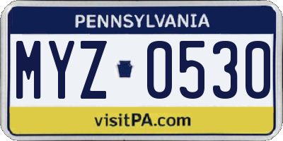 PA license plate MYZ0530