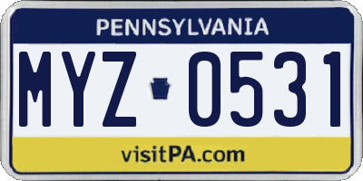 PA license plate MYZ0531