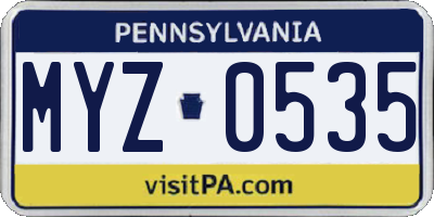 PA license plate MYZ0535