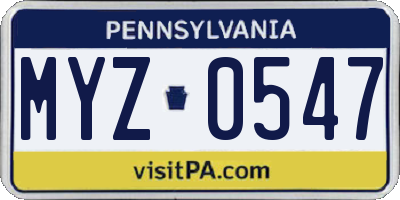 PA license plate MYZ0547
