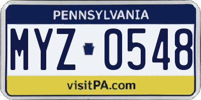 PA license plate MYZ0548