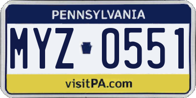 PA license plate MYZ0551