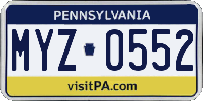 PA license plate MYZ0552