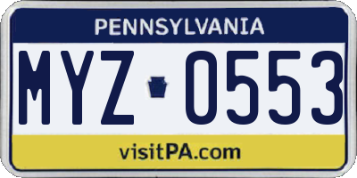 PA license plate MYZ0553