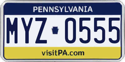 PA license plate MYZ0555