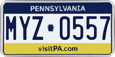 PA license plate MYZ0557