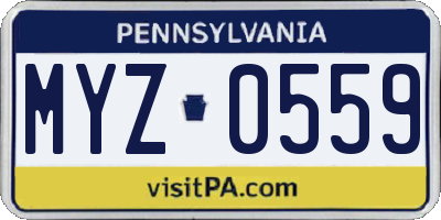 PA license plate MYZ0559