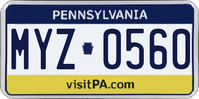 PA license plate MYZ0560
