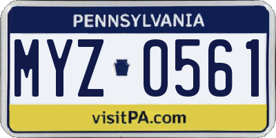 PA license plate MYZ0561