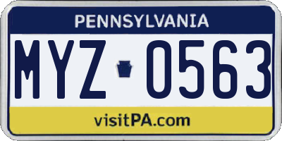 PA license plate MYZ0563