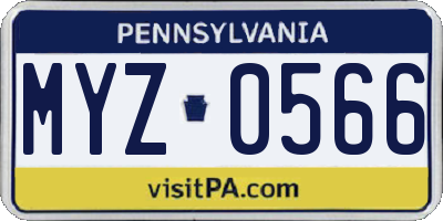 PA license plate MYZ0566