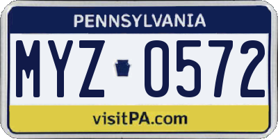 PA license plate MYZ0572