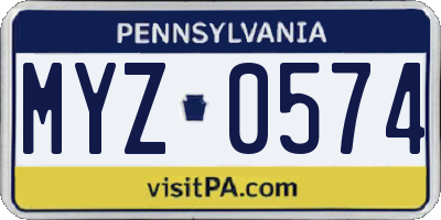 PA license plate MYZ0574