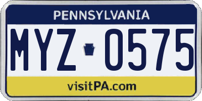 PA license plate MYZ0575