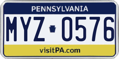 PA license plate MYZ0576