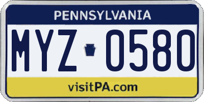 PA license plate MYZ0580