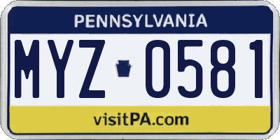 PA license plate MYZ0581