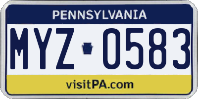 PA license plate MYZ0583