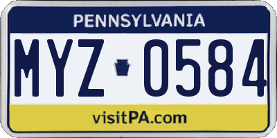 PA license plate MYZ0584