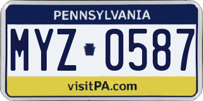 PA license plate MYZ0587