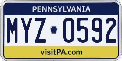 PA license plate MYZ0592